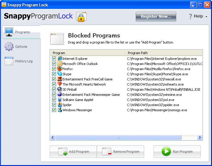 Snappy Program Lock software